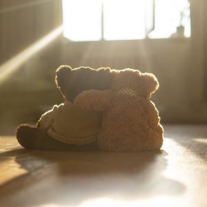 a couple of two teddy bears hug each other, love feelings concept Ordnung in besonderen Lebenssituationen